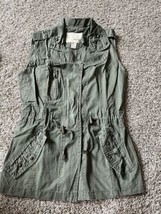 Daytrip Womens Army Green Vest Full Zip Sleeveless Pocket Studded Detail... - $16.82