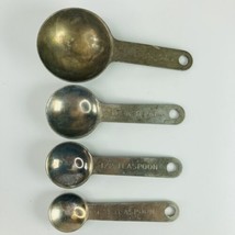 Measuring Spoons Vintage Mid Century Set of 4 Round Aluminum Metal Standard - £6.91 GBP