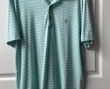 IZOD Golf Polo Shirt Mens Size Large Knit Striped Golfing Green White - £11.87 GBP