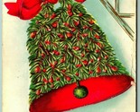 Ring Out Glad Tidings Pine Baughs Bell Ribbon Embossed DB Christmas Post... - $6.88