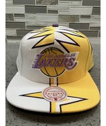 New Mitchell &amp; Ness LA Lakers SHOCKWAVE White Purple Gold Snapback Hat Cap - £21.50 GBP