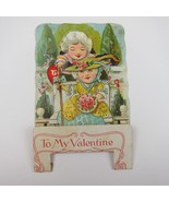 Vintage Valentine 3D Pop Up Die Cut Boy &amp; Girl 1700s Wigs &amp; Dress Pink F... - £11.79 GBP