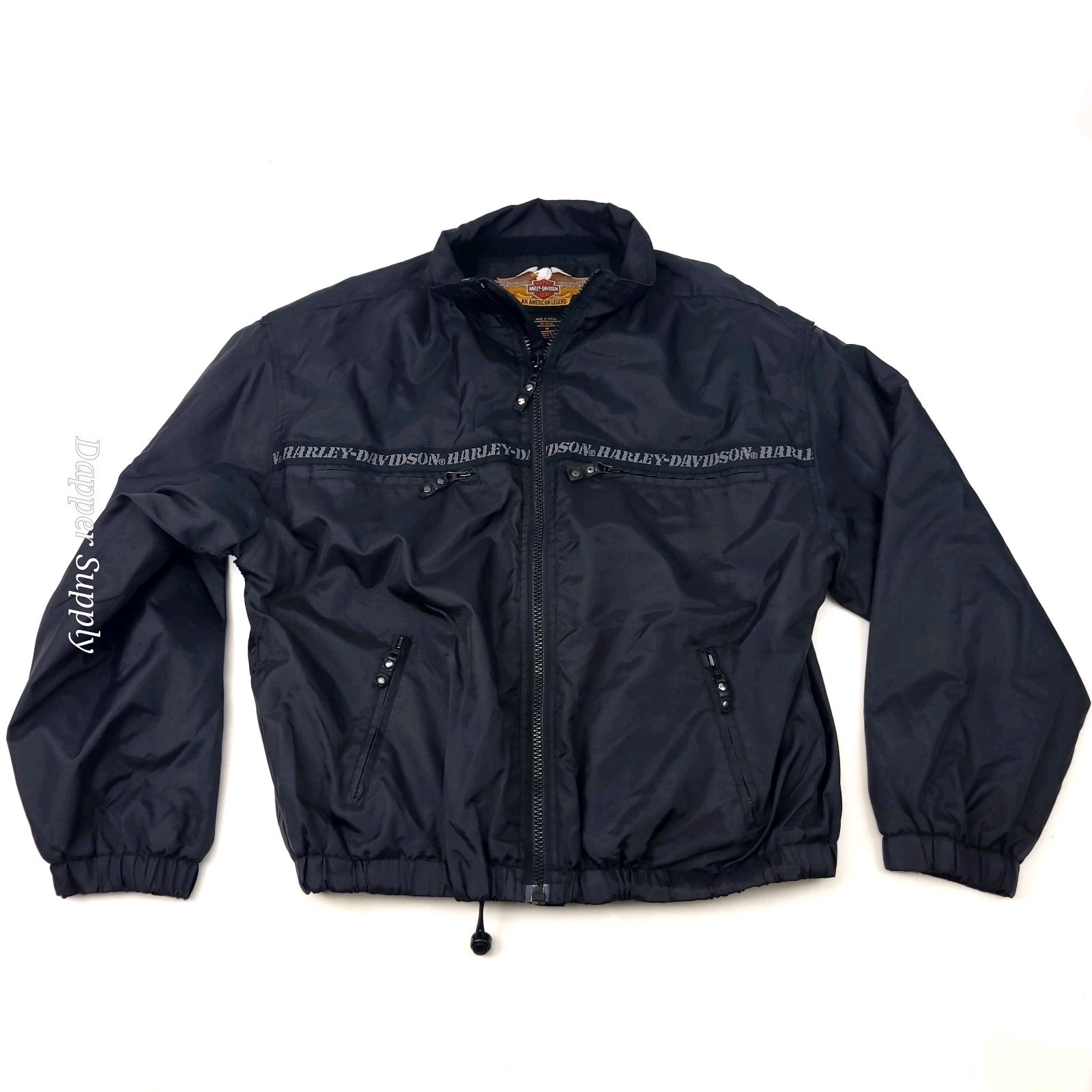 Harley Davidson Mens Jacket Soft Sheel Nylon Sz Medium Black CA 03402 - $69.29