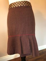 NWOT BLUMARINE Gold Trimmed Wool Tramped Skirt SZ IT 46/US 12 Made in Italy - £117.01 GBP