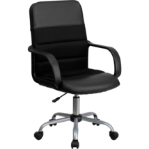 Mid-Back Black LeatherSoft and Mesh Swivel Task Office Chair with Arms - £111.90 GBP