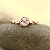 6mm Round Cut Morganite Infinity Solitaire Engagement Ring 14k Rose Gold Plated - £90.82 GBP
