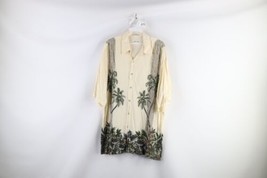 Vintage 90s Streetwear Mens Large Palm Tree Beach Hawaiian Button Shirt Rayon - £31.76 GBP