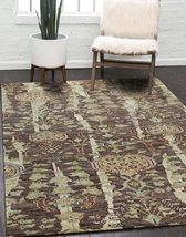 EORC OT104BN5X8 Hand Knotted Wool Modern Knot Rug, 5' x 8', Brown Area Rug - $543.85