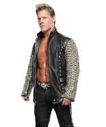Men's Chris Jericho Light Up Black Motorcycle Real Leather Jacket - $199.99