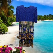 VTG 80s CHOON California Dress Womens Size 10 Blue Yellow Floral Tiered ... - $44.54