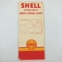 Vintage SHELL Gas &amp; Oil Folding Road Map North Central States - $14.99