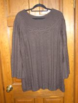 Jessica London Brown Boat Neck Cable Stitch Tunic Sweater - Size 18/20 - $24.74
