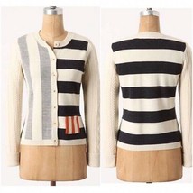 Anthropologie Charlie Robin Scattered Rows Striped Holiday Wool Cardigan... - £44.78 GBP