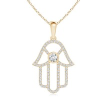ANGARA Lab-Grown 0.38 Ct Diamond Hamsa Hand Pendant Necklace in 14K Gold - £637.29 GBP