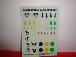 Warhammer Space Marine OOP Blood Angels Land Speeder Transfer Sheet c1996 - £0.54 GBP