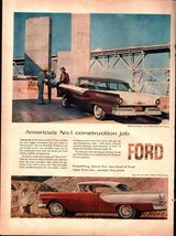 1957 Ford Fairlane Club Victoria Long Lean and Lovely Print Ad Car 11”x1... - $24.11