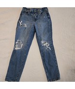 Old Navy OG Straight High Rise Distressed Women&#39;s size 6 Medium Blue Den... - $132.71 MXN