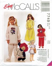 McCalls 7749 Girls PJs Pajamas Nightgown Pattern Raggedy Ann Andy Easy UNCUT FF - £6.02 GBP