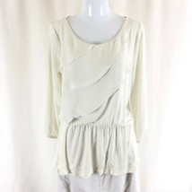 Deletta Anthropologie Womens Top Tiered Split 3/4 Sleeve Ivory Size S - £7.69 GBP