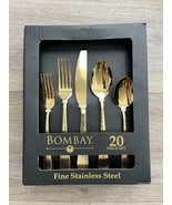 Bombay 20 PC set Sierra Fine Stainless Steel Utensils New flatware gold ... - £54.84 GBP