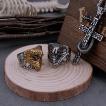 Mixed Gold Cobra Animal Ring Mens Stainless Steel Snake Rock Biker Party Jewelry - £11.92 GBP+