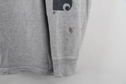 Vtg Carhartt Mens Large Distressed Spell Out Long Sleeve T-Shirt Heather Gray Item image 5