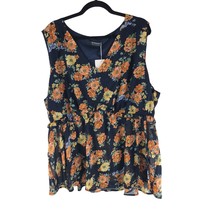 Bloomchic Womens Blouse Top Sleeveless V Neck A Line Floral Navy Blue 22-24 - £15.02 GBP