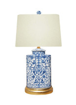 Blue and White Chinoiserie Floral Oval Porcelain Table Lamp 20&quot; - £179.38 GBP