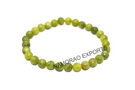Natural jade green 6mm round Beaded Elastic Bracelet Adjustable asb-29 - £5.43 GBP