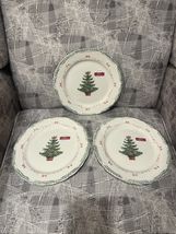 3X Matceramica Portugal Stoneware Christmas Tree Salad Dessert Plates 8.... - $48.51