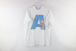 NOS Vtg 80s Adidas Mens Medium Striped Spell Out 1988 Olympics T-Shirt White USA - £100.55 GBP