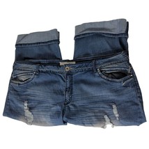 Fashion Bug Cropped Jeans Plus Size 28W Distressed Destroyed Cuffed Jeweled - $31.18