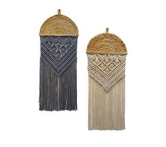 macrame woven wall hanging home Decor set of 2 Gray &amp; Off-White - £32.66 GBP