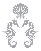CUSTOM 2 Sets of Scallop Shell & Sea Horses - Etched Glass Look Decal - £32.77 GBP