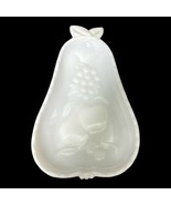 White Milk Glass Fruit Shaped Pear Trinket Tray Dish Flowers Floral Bott... - $15.50 CAD