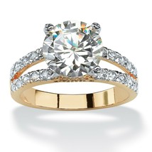 PalmBeach Jewelry 4.42 TCW Cubic Zirconia Gold-Plated Engagement Ring - £39.95 GBP