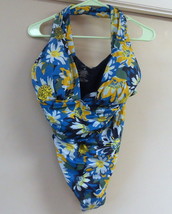 Adore Me Women&#39;s Bathing Suit Swimwear One Piece 10092 Blue Multi Floral 1X - $17.09