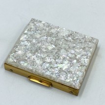 Vintage Tradition Powder Compact Lucite Pearl Confetti Gold Puff Screen FR - $24.95