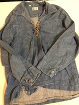 Mr Dee Cee Vintage Women’s Blue  Denim Hippie Shirt Size Medium Made In USA Sh4 - £17.77 GBP