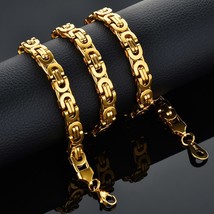 Men fashion gold chain necklace stainless steel byzantine chains street hip hop jewelry thumb200