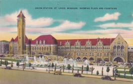 Union Station St. Louis Missouri MO Plaza Fountains Postcard D11 - $2.99