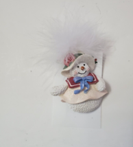 Christmas Snowwoman Holiday Brooch Pin - $10.95