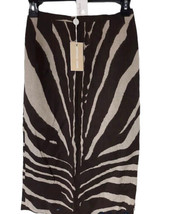NEW Michael Kors Women Brown Zebra Print Linen Skirt Sz 2 Italy Neiman Marcus image 1