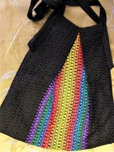 Retro Hand-Woven Shoulder Bag Tote Boho Multi-Colored Black Lined Made I... - $24.72
