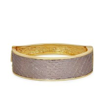 Nine West Gold Tone Snakeskin Texture Hinge Bangle Bracelet - £8.69 GBP