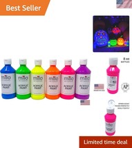 Non-Toxic Fluorescent Acrylic Paint Set for Kids - 6 Neon Colors in 8 Oz... - $1,260.84 MXN