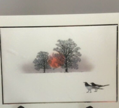 Art On Silk Holiday Greeting Cards Birds Trees Setting Sun Asian Art 12 Cards - £11.18 GBP