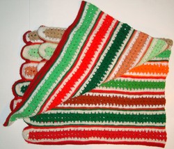 Vtg Crochet Mile A Minute Afghan Christmas Colors Blanket Red Green Throw Lap - £39.70 GBP