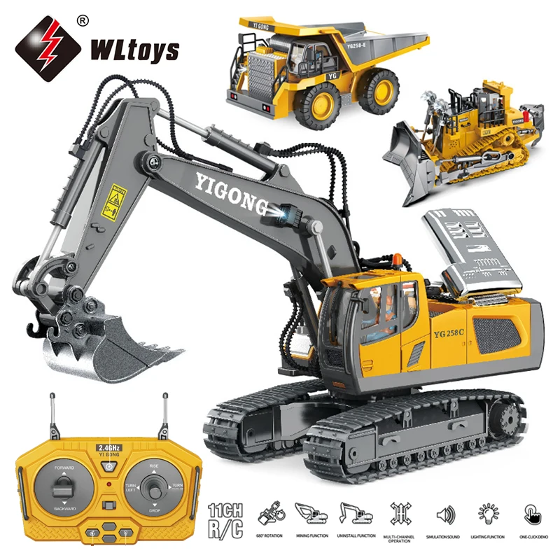 WLtoys Alloy 2.4G Rc Car / Excavator / Dump Truck / Bulldozers 11 Channe... - £37.63 GBP+