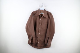 Vtg 60s 70s Streetwear Mens XL Flower Flip Cuff Collared Button Shirt Brown USA - £54.47 GBP